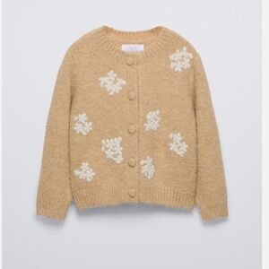 NWOT Zara Kids FLORAL EMBROIDERED KNIT CARDIGAN